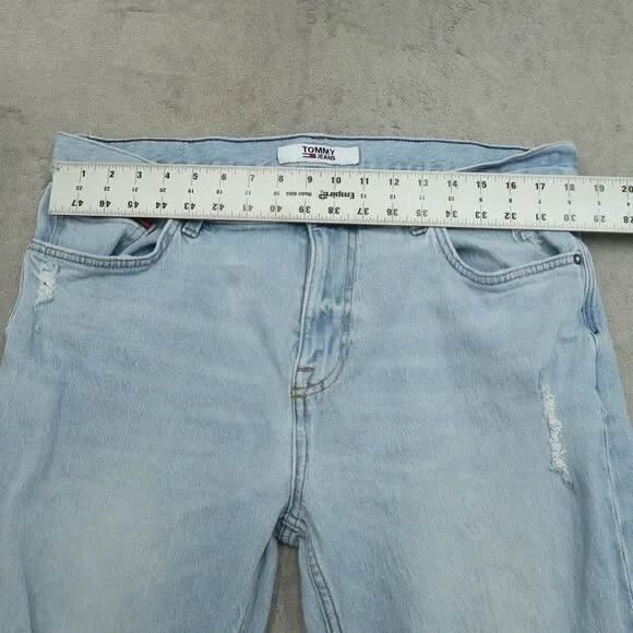 Tommy Jeans Mens Size 36x32 Blue Relaxed Straight Stretch Light Wash Distressed - Picture 15 of 16